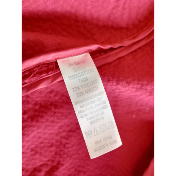 Chadwick's Fushia Red Pink Wale corduroy Button Top shacket size XL Velvet Cuff - Picture 6 of 10